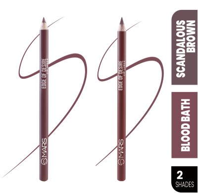 MARS Matte Lip Liner | Smooth Application, Long Lasting & Travel friendly Lip Pencil(BLOOD BATH + SCANDALOUS BROWN)