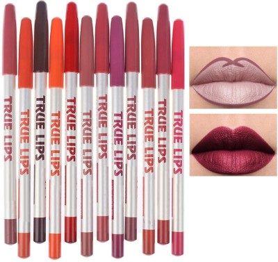 Amaryllis Multi Lips Lip Liner Pencil, Natural Finish (Set of 12)(Multicolour)