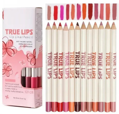 GABBU Lips Set of 12 Creamy Matte Lip Liner Pencils long lasting(Multicolour)