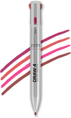Renee Draw 4 4-IN-1 Lip Liner Pen - Four Shades In One Stick - Matte Finish Texture(Grape, Merlot, Peony, Mocha)