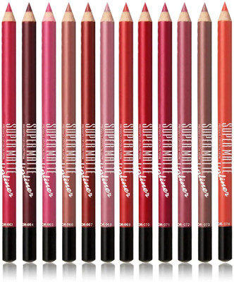 adbeni Waterproof Super Matte Lip Liner Pencil, Matte Finish,Set Of 12(Multicolor)