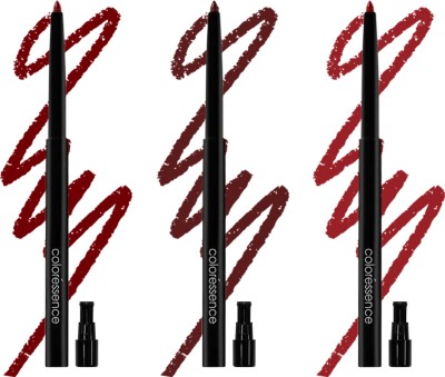 COLORESSENCE Lip Liner Pencil Long Lasting Pigmented Formula-Pack of 3 - 0.25g(Red Brick, Mauve, Brown)