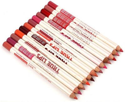 Amaryllis Lips Set of 12 Creamy Lip Liner Pencils(Multicolour)