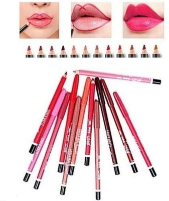 Trendy styler Menow Super Matte Smudgeproof Non- Transfer Waterproof Lipliner Pencil- Set of12(Multicolor)