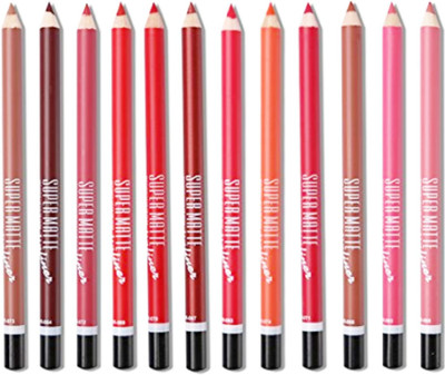 Marie Huda MENOW SUPER MATTE (12PICE) MULTICOLOUR CERMY LIPLINER PENCLE(MULTICOLOUR)