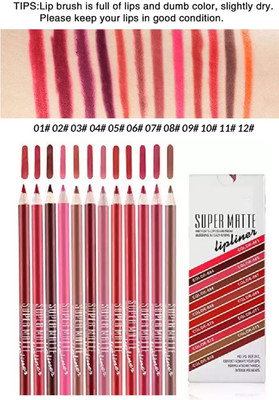 LILLYAMOR 3D Matte Lip Liner Pencil Set - 12(MULTICOLORED)