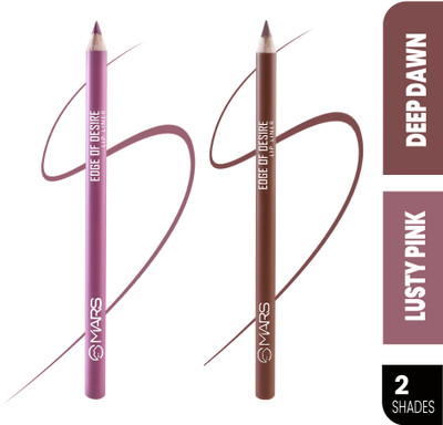 MARS Matte Lip Liner | Smooth Application, Long Lasting & Travel friendly Lip Pencil(LUSTY PINK + DEEP DAWN)