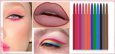 Neycare SET OF 12 SHINE MUTICOLOR MAKE UP PEN MULTI CRAYON LIP LINER FOR WOMEN(Multi-color)