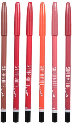 Facejewel Bold Matte True Lips Lipliner Set Multicolor Pack Of 6(Multicolor)