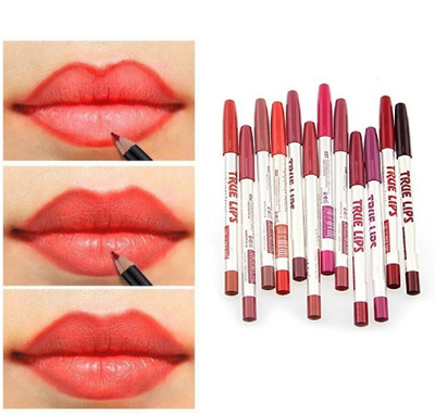 MYEONG BEST WATER PROOF & LONG LASTING SMUDGE PROOF LIP LINER WITH SHARPNER SET OF 12(MULTI COLOR)