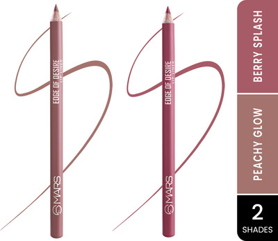 MARS Matte Lip Liner | Smooth Application, Long Lasting & Travel friendly Lip Pencil(PEACHY GLOW + BERRY SPLASH)