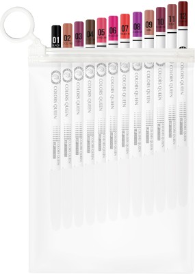 COLORS QUEEN Ultime Pro Lip Definer Long Lasting Lip Liner Pencil Set of 12 Combo Pack(Multicolor)