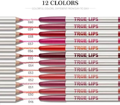 Amaryllis High Quality Professional Makeup Lip liner Pencil Set of 12 (Multi Colour)(Multicolour)