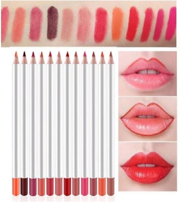 THTC Pack of 12 Creamy and Smooth Matte Lip Liners Pencil(multi color)