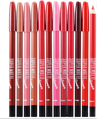 JLVH Matte Lip Liner Pencil - Set of 12 (Multicolor)(MULTI COLOR)