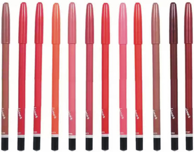 SMIETRZ Waterproof Super Matte Lip Liner Pencil, Matte Finish,Set Of 12(Multicolor)
