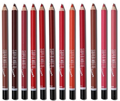 Sarbeau Super Matt lip liner 12 different shades(Multicolor)