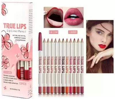 Vyomiris BEST PENCIL LIP LINER WATERPROOF MATTE FINISH SET OF 12 pcs(Multicolur)