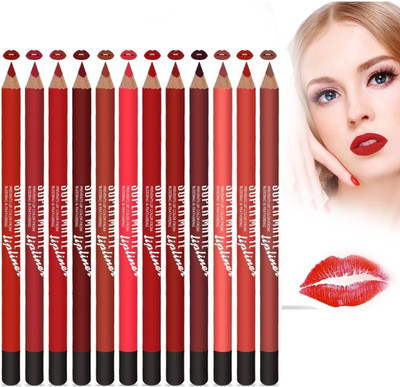 tanvi27 Super Matte Pencil Waterproof Long-lasting Lip Liner Set OF 12(MULTI COLOR)