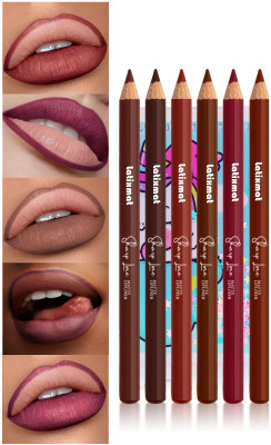 Latixmat Transfer-proof, Long Lasting Highly Pigmented Lip Definer Contour Set of 6(Multi Color)