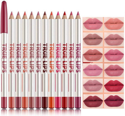 Amaryllis 12 Matte Lip Liner Pencil Set, Smooth Waterproof Long-Lasting(Multicolour)