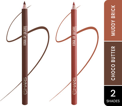 MARS Matte Lip Liner | Smooth Application, Long Lasting & Travel friendly Lip Pencil(CHOCO BUTTER + MUDDY BRICK)