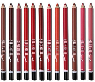 DAQ Waterproof Professional Matte Super Matte Lip Liner Pencil - (Set of 12)(multicolor)
