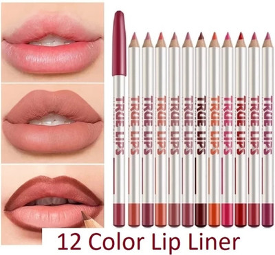 USBK True Lips Set of 12 Creamy Lip Liner Pencils(multicolor)