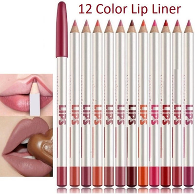 JANOST Professional Matte Lip Liner Set of 12(Multicolor)