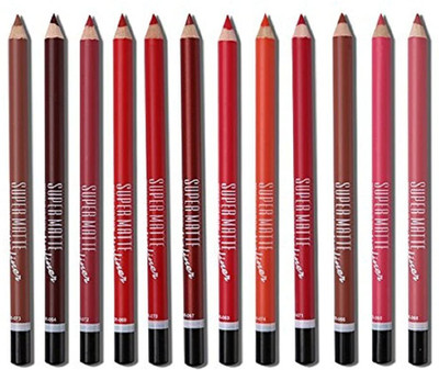 asija makeovers Best Waterproof Super Matte Lip Liner Pencil, Matte Finish,Set Of 12(multicolor)