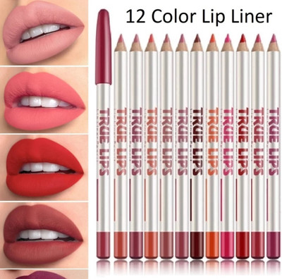 Vyomiris Lips Set of 12 Creamy Matte Lip Liner Pencils long lasting(Multicolur)
