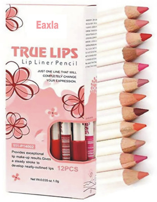 EAXLA True Lips Set of 12 Creamy Lip Liner Pencils(Multicolor)