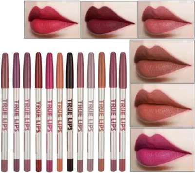 Amaryllis New High Quality Professional Makeup Lip liner Pencil Set of 12 (Multi Colour)(Multicolour)