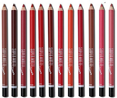 Morbee Professional Multicolored Matte Super Matte Lip Liner Pencil Set of 12 x4(Multicolor)