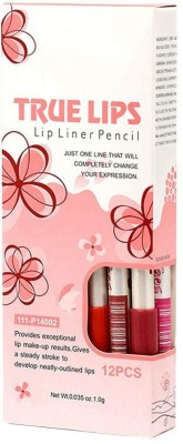 M.S TRADERS True Lips Lip Liner Pencil, Natural Finish Set of 12(Multicolor)