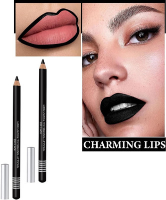 BLUEMERMAID PERFECT NEW BLACK COLOR LIP & EYE LINER MATTE FINISH SET OF 2(BLACK)