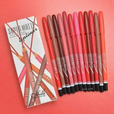 BLUSHIS Super Matte Creamy Lipliner Pencil pack of 12(Multicolour)