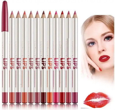 GABBU Matte Lip & Eye Pencil, Long Lasting & Waterproof Lip Liner Pencil set 12(Multicolour)