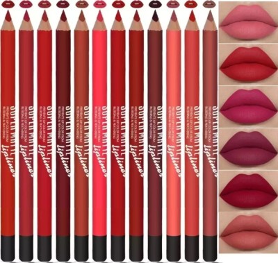 Latixmat Waterproof Long Lasting Lipliner Matte Stick Lipfiller 12 Shades(Multicolor)