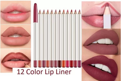 GABBU Long Lasting Waterproof Matte Lip Liner Set Lipliner(12)(MULTICOLOR)
