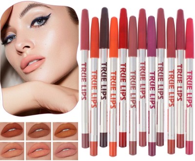 Amaryllis Soft Waterproof Lip Liner Pencil, Pack of 12(Multicolour)