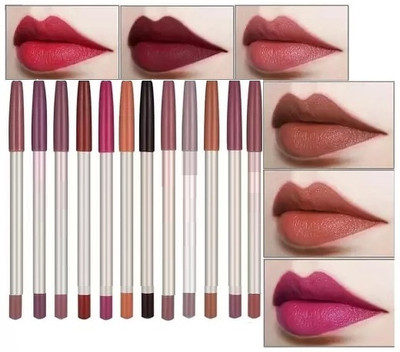 CATERINACHIARA Waterproof Long Lasting Lipliner Matte Stick Lipliner 12 Shades(Multicolor)