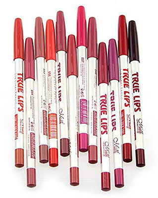 Scheibe True Lips Liner Pencil Set of-12 Multicolour(Multicolor)