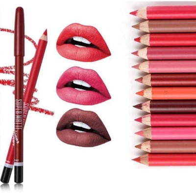 mkldsrh professional multicolored super matte lip liner pencil 12 pcs combo set(multishades)