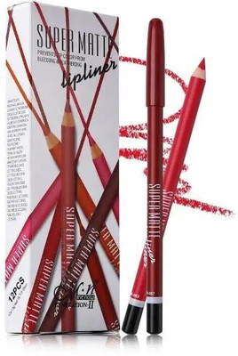 My Colors Super Matte Lip Liner Pencil, Matte Finish, Waterproof Multicolored(Set Of 12 For Girls and Woman)