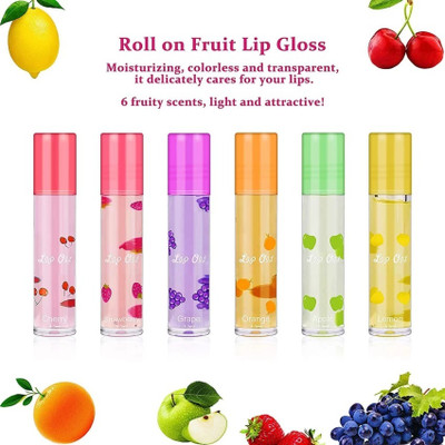HUZURLU Transparent Hydrating And Moisturized Roll-on Fruit Lip Oil Balm Moisturizing(MULTI)