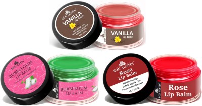 Bon Austin Bubblegum, Rose & Vanilla Extract Lip Balm - Combo of 3 Items (Each, 15gms) Bubblegum, Rose & Vanilla(Pack of: 3, 45 g)