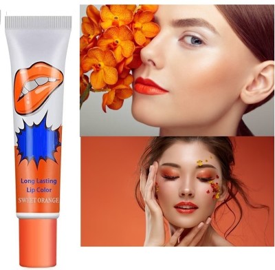 Latixmat Color Peel Off Mask Tint Long Lasting Waterproof Peel off Lip Stain(15 ml, ORANGE)