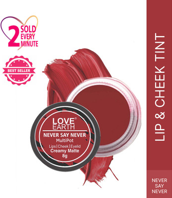 LOVE EARTH Never Say Never Lip And Cheek Tint With Vitamin E For Lips & Cheeks(Bright Red) Lip Stain(8 g)