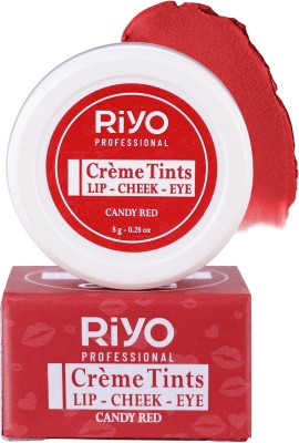 Riyo Herbs Candy Red Creme Lip & Cheeks Tint | Creme Based | Natural & Organic Lip Stain(8 g)